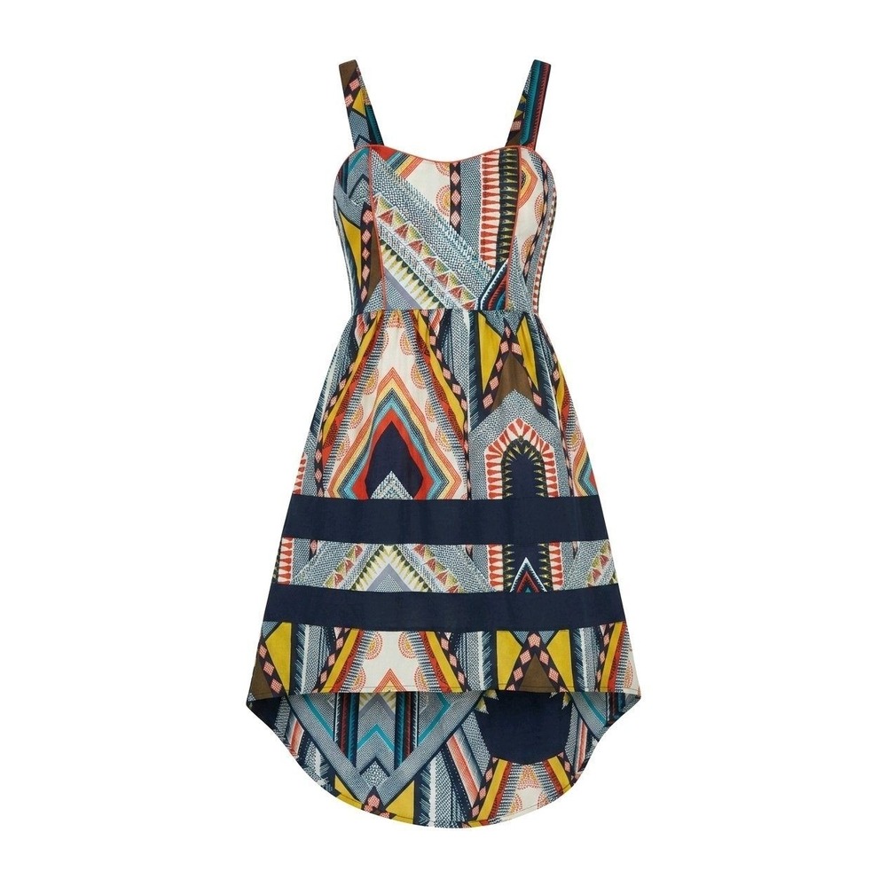 Band of Gypsies Dress Geometric Tribal Print High-Low Boho Medium